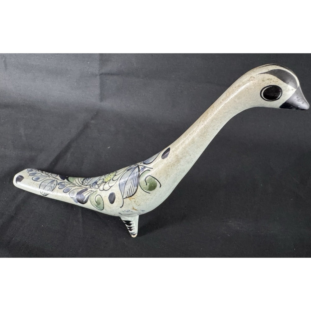 Vintage Tonala Mexico Pottery Hand Painted Bird 9" Long 6.5" Tall Read Note - Picture 6 of 16